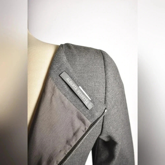 ALBERTA FERRETTI Grey Wool  Sequin 3/4 Sleeve Knee Length Tunic Dress 6US Italy - Picture 8 of 12